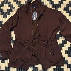 Brown Youth Sz M (10-12) Full Zip Scuba Hoodie with Pockets